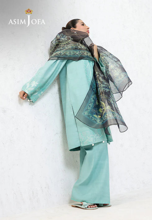 Asim Jofa- AJPB-237 EMBROIDERED RAW SILK STITCHED 3PCS