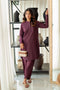 Azure Chic Wine β Maroon Designer Set in Premium Blended Fabric