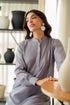 Azure Stormy Sky – Blueish Grey Designer 2-Piece Stitched Set in Premium Blended Fabric