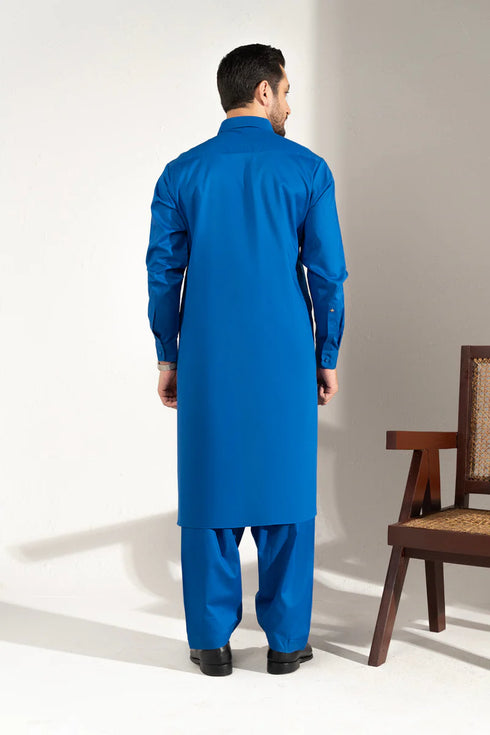 AlKaram Ready-to-Wear Cotton Kameez & Shalwar for Men – Cobalt Blue