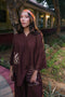 Azure Cinnamon Storm β Deep Maroon Matching Set with Fold Flair Trousers