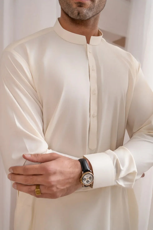 Muraqsh - Bosky White Plain Kurta Shalwar β Men | Ready-to-Wear