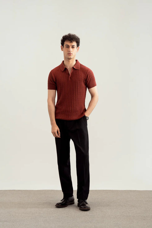 Muraqsh Wave Knitted Polo – Men | Ready-to-Wear