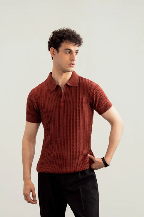 Muraqsh Wave Knitted Polo – Men | Ready-to-Wear