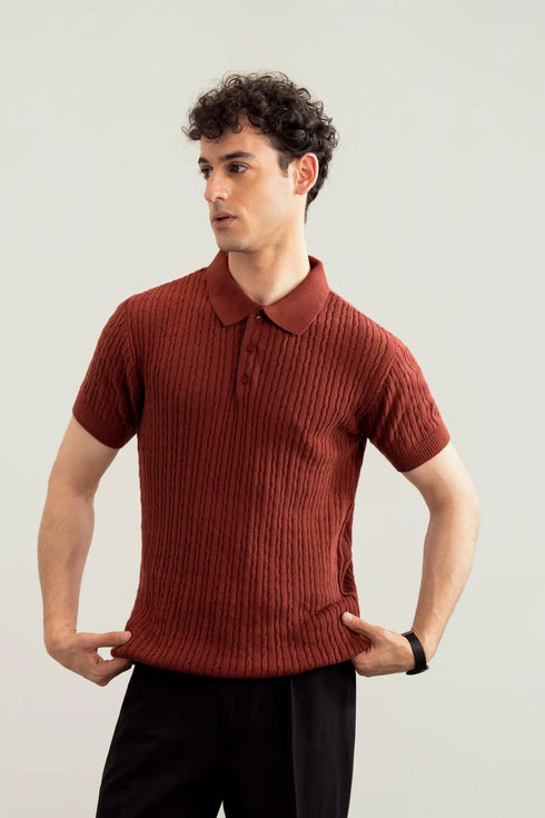 Muraqsh Wave Knitted Polo – Men | Ready-to-Wear