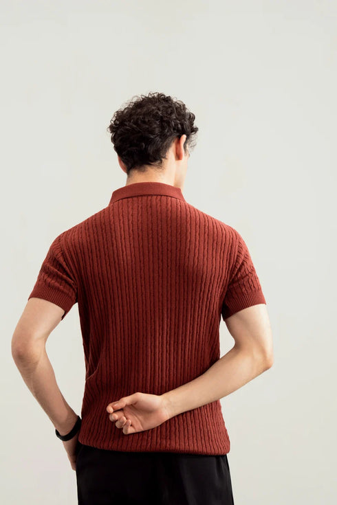 Muraqsh Wave Knitted Polo – Men | Ready-to-Wear
