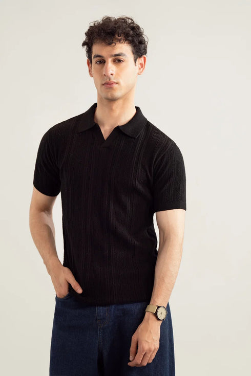 Muraqsh Wave Knitted Polo – Men | Ready-to-Wear