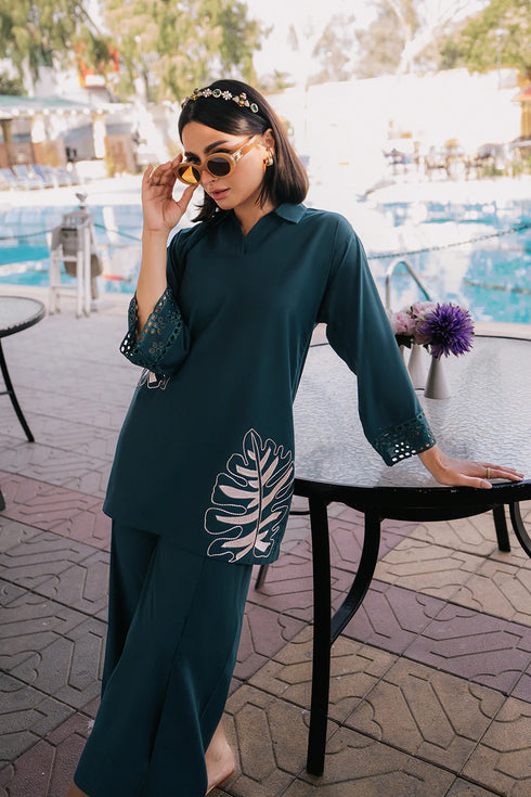 Azure Minty Vibe β Teal Green Matching Set with Fold Flair Trousers