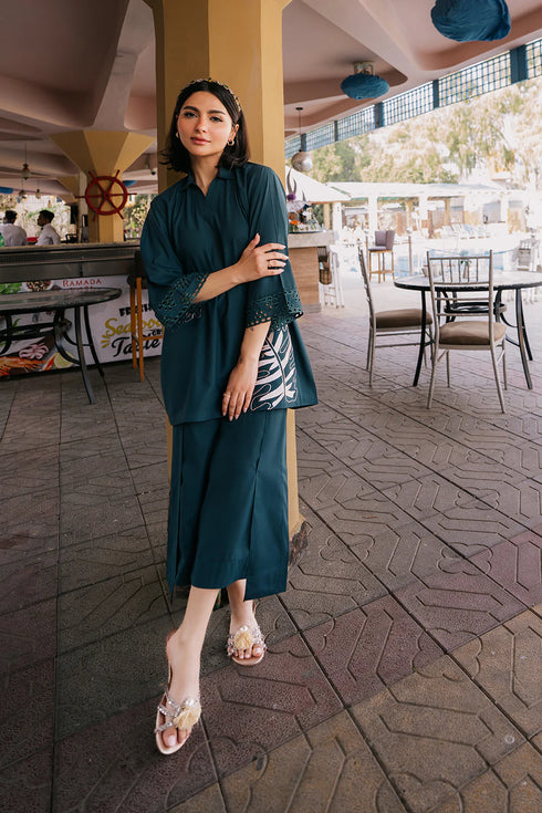 Azure Minty Vibe β Teal Green Designer Set with Fold Flair Trousers