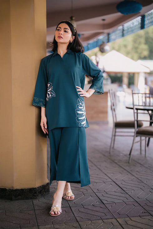 Azure Minty Vibe β Teal Green Designer Set with Fold Flair Trousers
