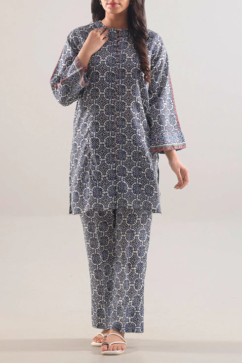 SAYA Striking Blue Silk-Touch Lyocell Stitched 2PC Suit